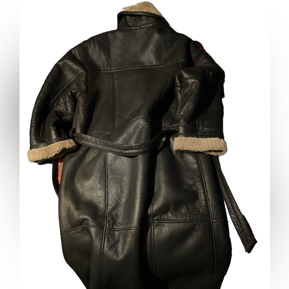 VTG Full Length Leather with Fur Inlay Bomber Jacket.